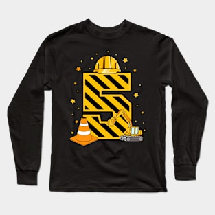 Fifth 5yr 5th Birthday Construction Outfit Boy 5 Years Old Long Sleeve T-Shirt